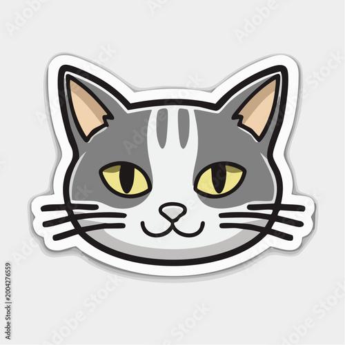 Cute Cartoon Cat Face Sticker