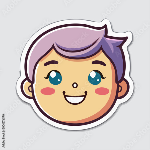 Cute Cartoon Boy Face Sticker