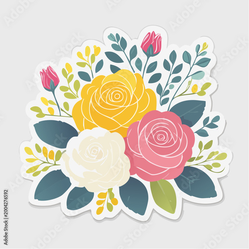 Colorful Rose Bouquet Illustration