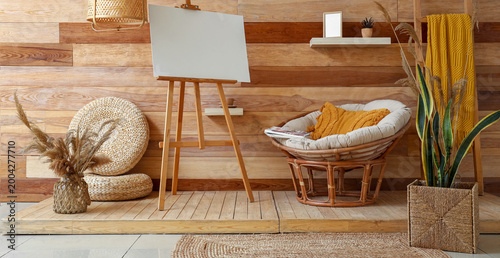 Interior of wooden living r...
