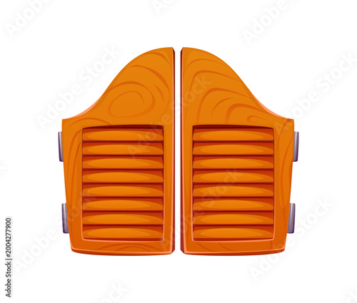 Wild West saloon door game icon. Western arcade game icon, Texas sheriff gaming vector object. USA history videogame item or American Wild West game icon