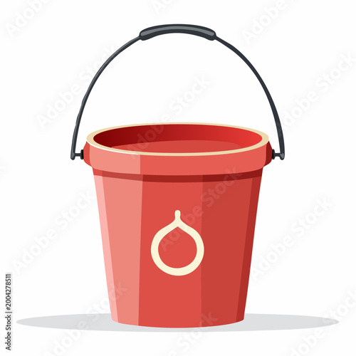 Red bucket with handle and onion symbol