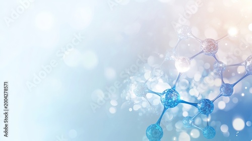 An abstract representation of molecular structures with a soft, glowing background effect
