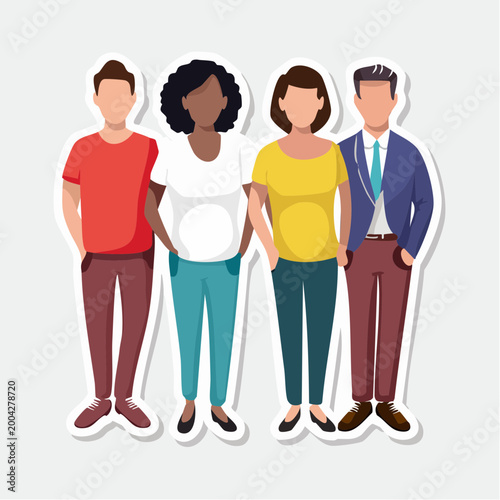 Diverse Group of People Standing Together