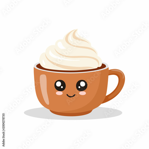 Cute Kawaii Coffee Cup with Whipped Cream