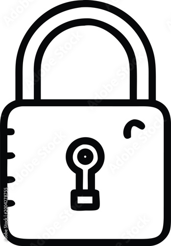 lock icon simple black and white outline on a white background high quality professional detailed modern elegant stylish clean crisp vibrant