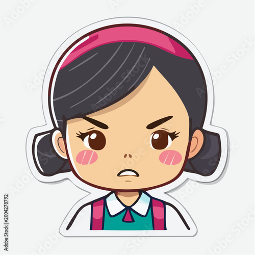 Chibi Girl with Angry Expression