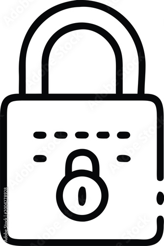 lock icon simple black and white line drawing on a white background high quality professional detailed modern elegant stylish clean crisp
