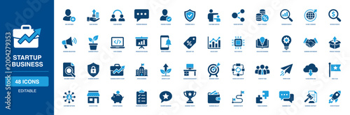 Valokuva Tech Startup Business Solid Icon Set Illustrating Verified Founder Revenue, Prof