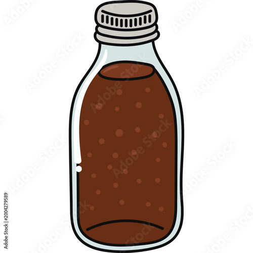 Cartoon Glass Bottle with Dark Drink