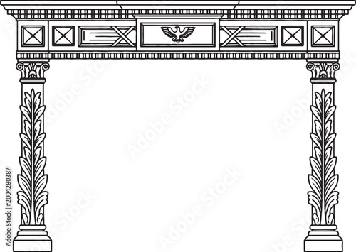 Tableau sur toile Classical decorative architrave with Corinthian columns, antique Greek Roman arc