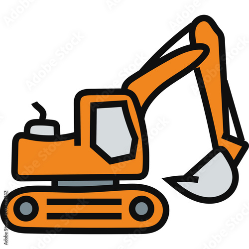 Orange Excavator Construction Icon