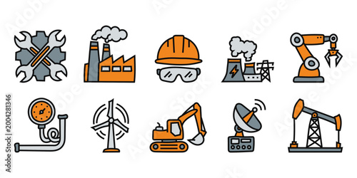 Industrial and Engineering Icons Set