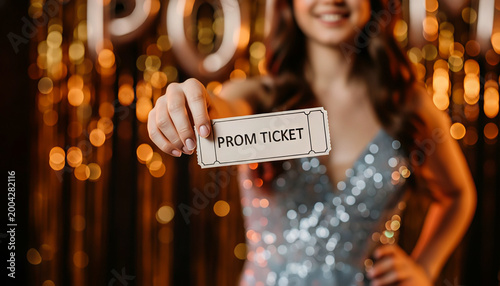 Hand holding a prom ticket symbolizing anticipation