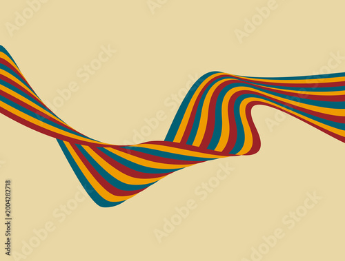 Bild auf Leinwand Abstract Striped Ribbon in Teal Mustard and Burgundy