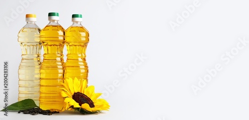 Bottles of sunflower oil an...