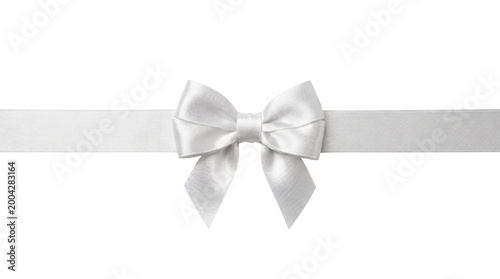 Fotografie White satin ribbon bow on transparent background