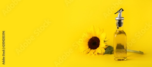 Bottle of sunflower oil on ...