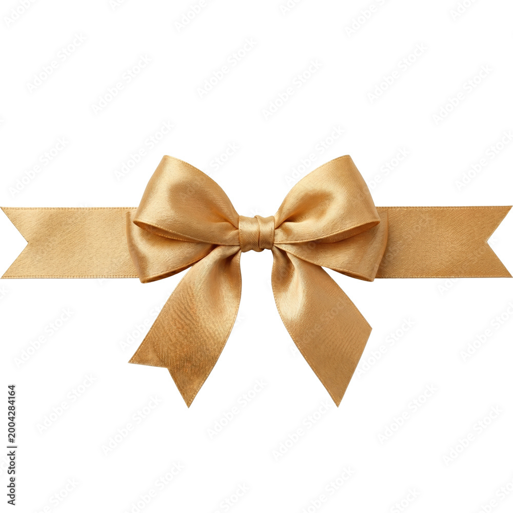 Fototapeta premium Luxury gold satin ribbon bow for gift wrapping