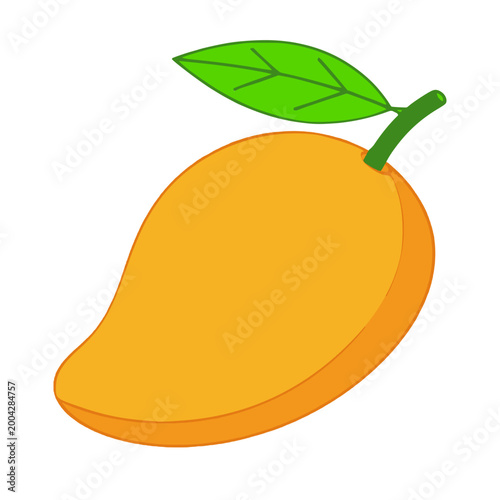 Mango Fruit Isolated Flat Design Vector Illustration