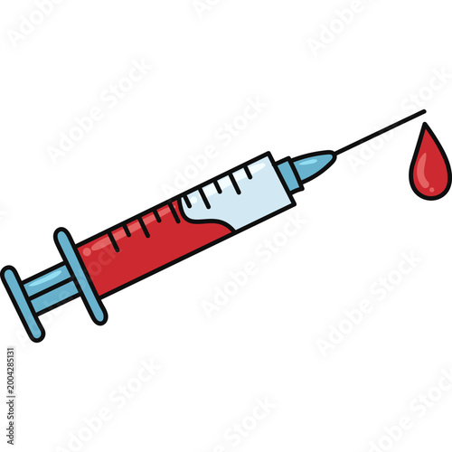Medical Syringe with Blood Drop Icon