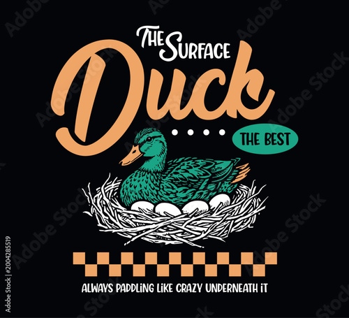 Foto the surface typography with distorted duck artwork for fashion graphics, streetw