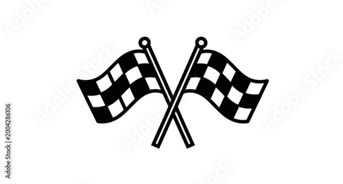 Tableau sur toile Crossed checkered flags icon race finish symbol vector design isolated on white