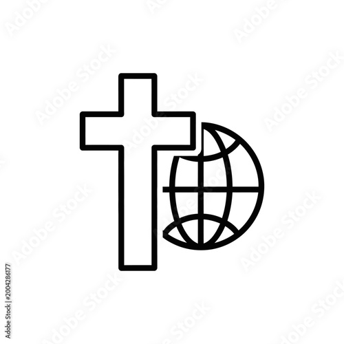 Christian Cross and Globe Symbol Representing Global Faith