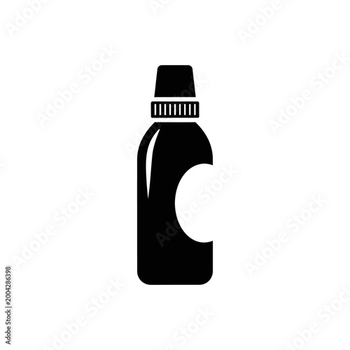 Black Silhouette of Medicine Dropper Bottle on White Background