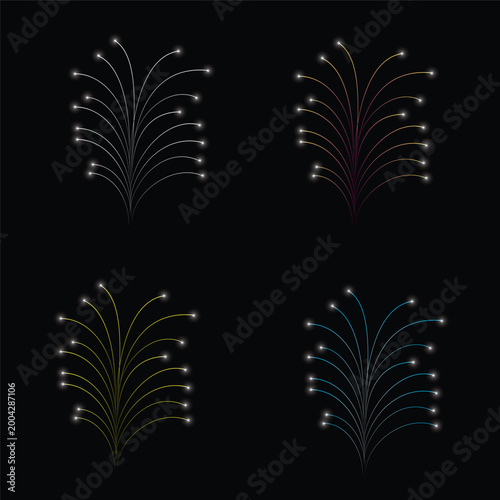Set of  firework burst Vector Cyan winter holiday explosion vector illustration 