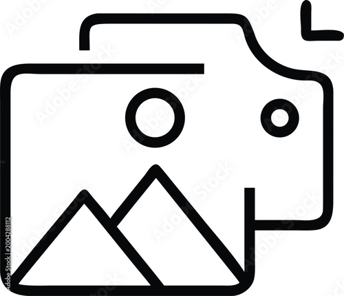 photo frame icon black line art illustration on white background high quality professional detailed modern elegant stylish clean crisp vibrant colorful