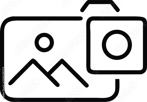 camera icon with image display black line art on white background high quality professional detailed modern elegant stylish clean crisp vibrant