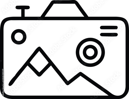 camera icon with image display black line art on white background high quality professional detailed modern elegant stylish clean crisp vibrant