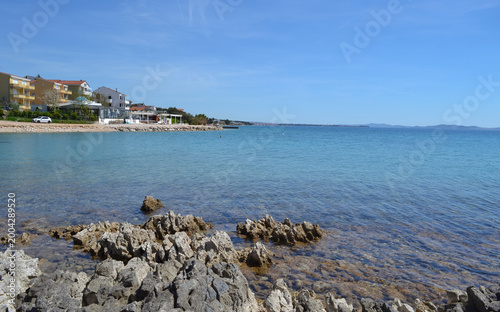 Kozino Village Coastline in Zadar County, Croatia on a Sunny Day