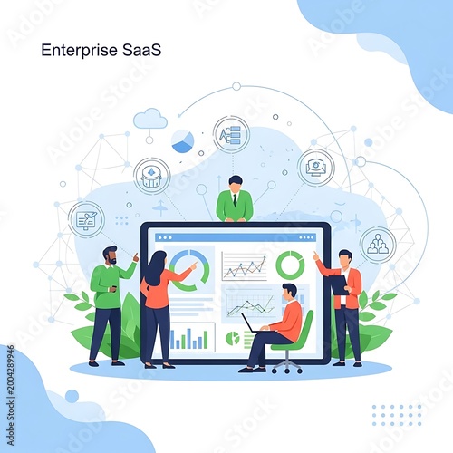 Business team working with enterprise software.