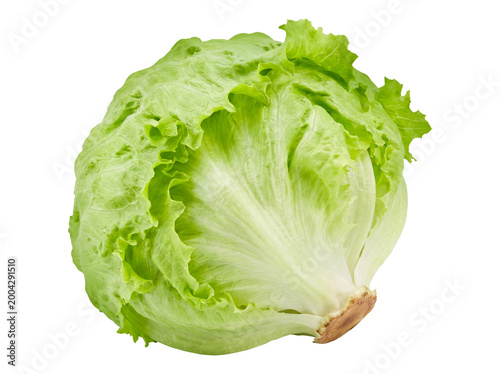 Slika na platnu Fresh Iceberg Lettuce Head Isolated on Transparent Background, Crisp Green Leaf