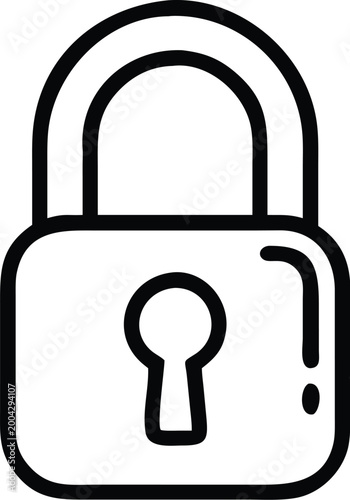 lock icon simple black and white line drawing on transparent background high quality professional detailed modern elegant stylish clean crisp vibrant