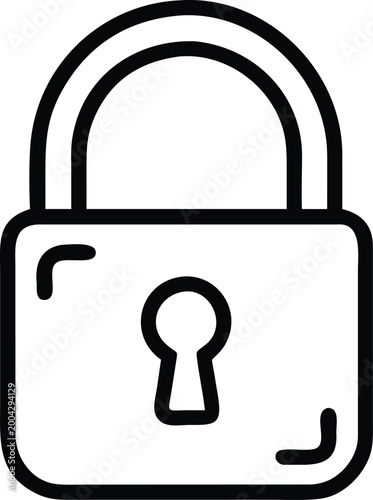 lock icon simple black and white line drawing on a transparent background high quality professional detailed modern elegant stylish clean crisp