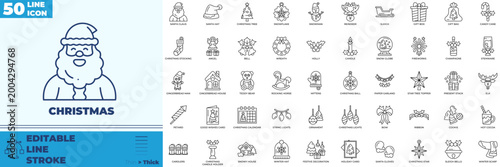 Christmas Line Editable Icons set