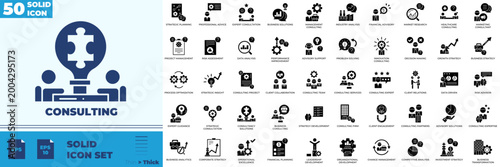 Consulting Solid Editable Icons set