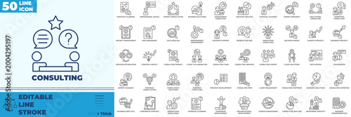 Consulting Line Editable Icons set