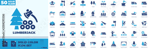 Lumberjack Solid Color Editable Icons set