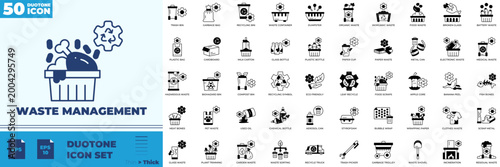 Waste Management Duotone Editable Icons set