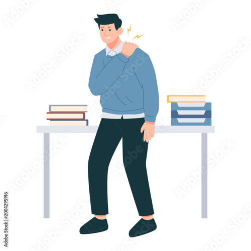 Office Syndrome Symptoms Flat Character Illustration