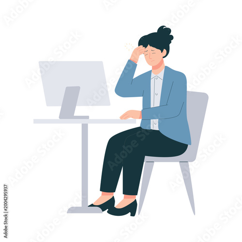 Office Syndrome Symptoms Flat Character Illustration