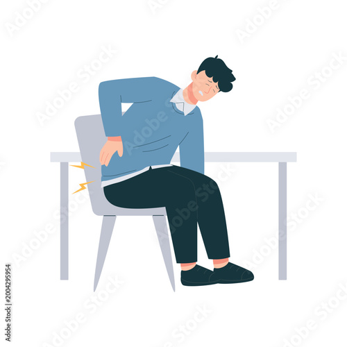 Office Syndrome Symptoms Flat Character Illustration