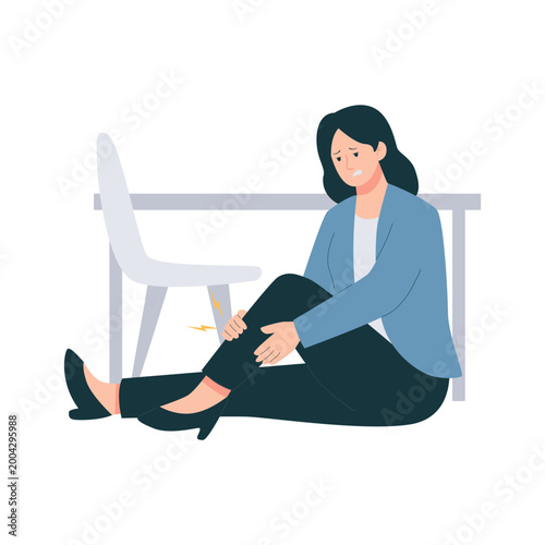 Office Syndrome Symptoms Flat Character Illustration