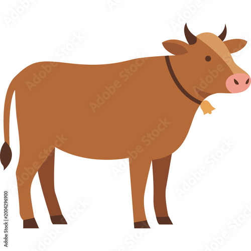 Cute Brown Cow Vector Illustration