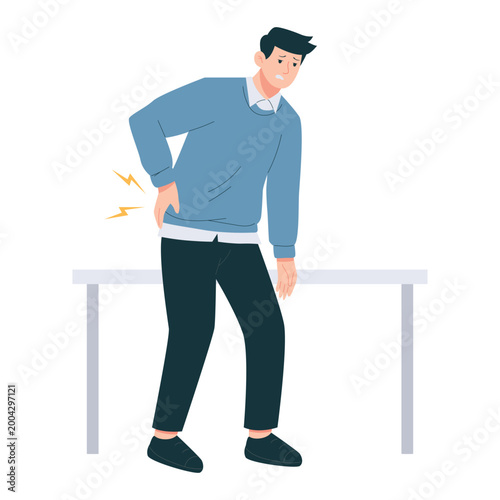 Office Syndrome Symptoms Flat Character Illustration