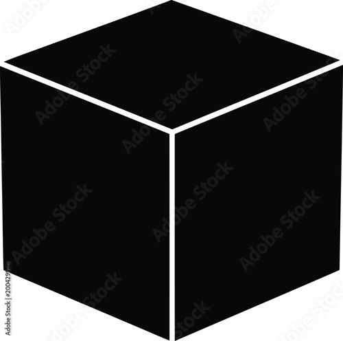 Simple black cube in 3D perspective